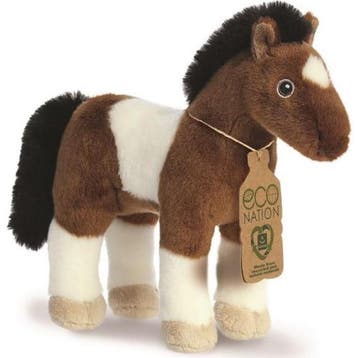Eco Nation paard knuffel - pluche - bruin/wit - 28 cm, Verzenden, Nieuw