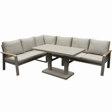 Lola dining hoek loungeset 5 delig verstelbare tafel latte, Ophalen of Verzenden, Nieuw, Aluminium