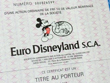 Euro Disneyland S.C.A. (Euro Disney) - 1 Aandelenbewijs van, Nieuw