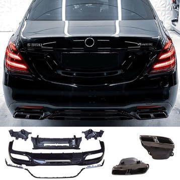 Diffuser + Uitlaatstukken (zwart) geschikt voor Mercedes, Auto diversen, Tuning en Styling