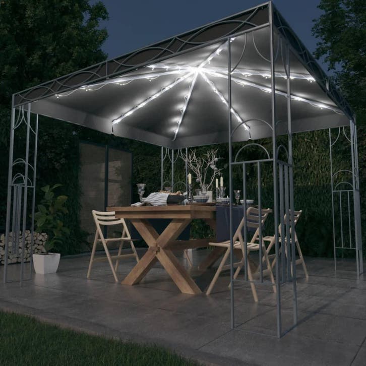 vidaXL Prieel met LED-lichtslinger 300x300 cm, Tuin en Terras, Partytenten, Nieuw, Verzenden