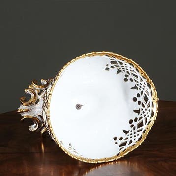 Groot tafel stuk of Piece de Milieu wit porselein met goud b, Ophalen of Verzenden