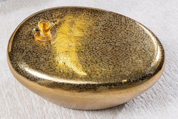 Handgemaakte salontafel STONE 75cm goud metaal gehamerd, Huis en Inrichting, Tafels | Salontafels, Ophalen of Verzenden, Nieuw