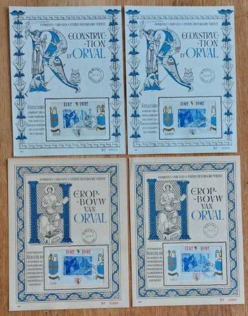 België 1942 - 4 Kunstbladen van Orval - obp BL18/21, Gestempeld