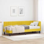 vidaXL Hoekbedframe met Matras met hoofdeinde 2 pcs Geel, Verzenden, Nieuw, Stof