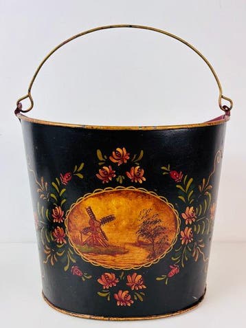 Emmer - Antieke toleware – handbeschilderd met molen en
