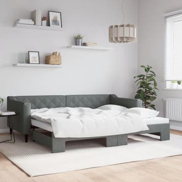 vidaXL Slaapbank met onderschuifbed 90x200 cm stof, 90 cm, Eenpersoons, Verzenden, Nieuw