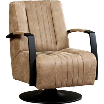 Leren draaifauteuil Galaxy - Kenia Taupe (taupe/bruin) -, Nieuw, Ophalen of Verzenden, 50 tot 75 cm, Industrieel, Modern