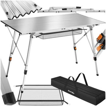 Aluminium klaptafel Bastian, in hoogte verstelbaar - zilver, Verzenden, Nieuw