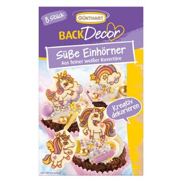 Günthart Chocoladedecoratie Unicorn & Regenboog 8st., Verzenden, Nieuw