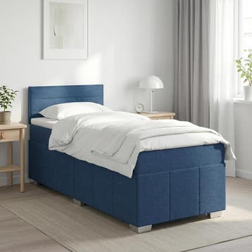 vidaXL Boxspringbed met matras met hoofdeinde Blauw 90 x 200, Eenpersoons, Nieuw, Stof, Verzenden