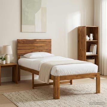 vidaXL Eenpersoonsbed met hoofdbord ROSTOCK Naturel 100 x, Eenpersoons, Bruin, Verzenden, Nieuw