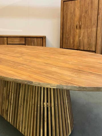 Ovale teak tafel Eifel -  180 cm x 110 cm, Ophalen of Verzenden, Nieuw, Ovaal, Teakhout
