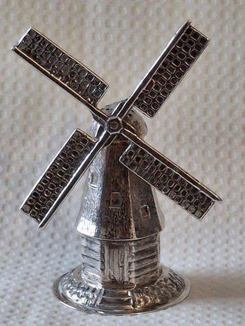 Militaire miniatuur beeldjes - Zilveren Hollandse molen met