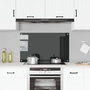 vidaXL Spatscherm keuken 100x60 cm gehard glas zwart, Verzenden, Nieuw