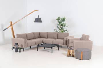 Flow. Doozy hoekbank taupe chiné met loungestoel |, Ophalen of Verzenden, Nieuw