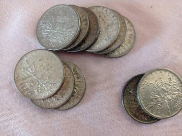 Frankrijk. 5 Francs 1961/1965 Semeuse (lot de 11 monnaies en
