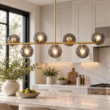 Design Kroonluchter Rookglas/Goud | Laatste Stuk!, Ophalen of Verzenden, Gebruikt, Glas, Mid-Century Modern