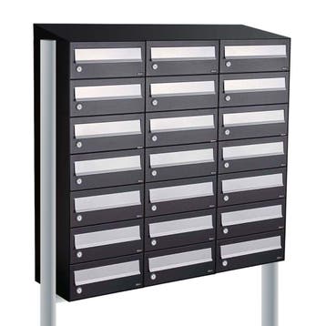 Brievenbusunit Hive set vrijstaand 3-breed, 7-hoog - zwart, Verzenden, Nieuw