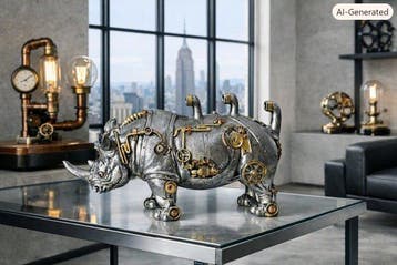Saladin Buru - Beeld, Rhinoceros - 32 cm - hoogwaardig resin, Antiek en Kunst