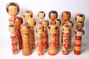 Various unattributed makers - Pop Sosaku Kokeshi Set of 18 -