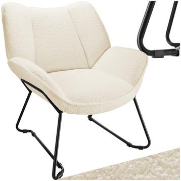 Fauteuil Kjeld bouclé, gestoffeerd, 120kg draagkracht, Verzenden, Nieuw