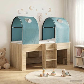 vidaXL Bed met Tunnel 3 st Sonoma en Lichtblauw Bewerkt hout, Verzenden, Nieuw, Bruin, Hout