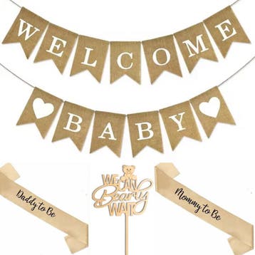 Set met 1 cap Mom licht beige en en 1 cap Dad licht beige, Verzenden, Nieuw, Versiering, Geboorte of Huwelijk