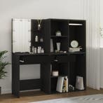 vidaXL Kaptafel met kastjes LED bewerkt hout zwart, Verzenden, Nieuw