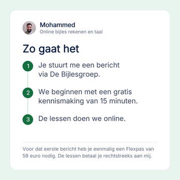 Mohammed geeft online bijles rekenen en taal, Privéles, Bijles