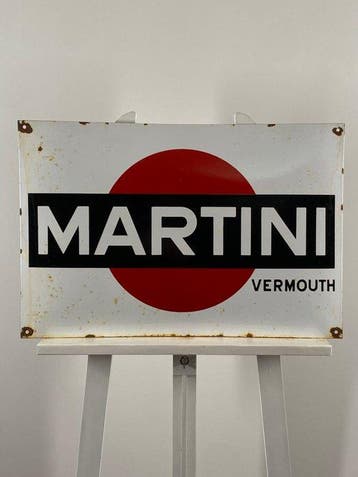 Martini - Emaille bord - 60x40cm - Gemaakt van dikke, Antiek en Kunst