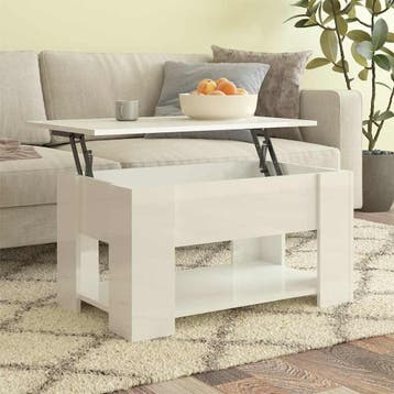 vidaXL Salontafel 79x49x41 cm bewerkt hout hoogglans wit, Minder dan 50 cm, 50 tot 100 cm, Verzenden, Nieuw