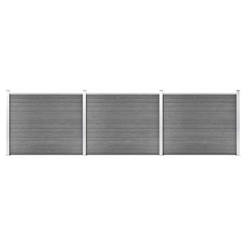 vidaXL Schuttingpanelenset 526x146 cm HKC grijs, Verzenden, Nieuw, Kunststof, 1 tot 2 meter