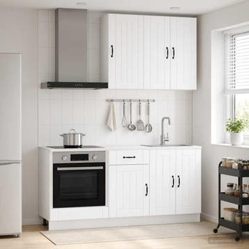 vidaXL Keukenblok LUCCA 5 st Wit Bewerkt hout, Verzenden, Nieuw, Wit