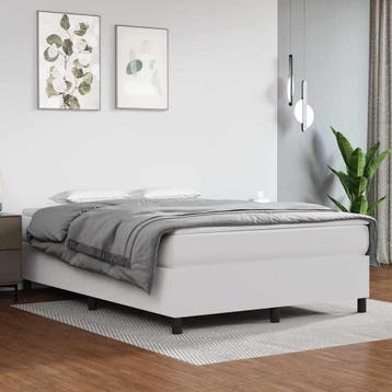 vidaXL Boxspring bed kunstleer wit 140x200 cm, Huis en Inrichting, Overige materialen, Verzenden, Wit, 140 cm