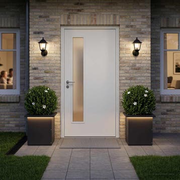 vidaXL Plantenbak met led 2 st Zwart 30 x 30 x 30 cm Staal, Verzenden, Minder dan 60 cm, Nieuw, Metaal