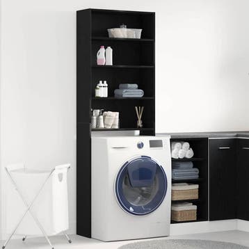 vidaXL Wasmachinekast Zwart Eiken 64 x 24 x 190 cm Bewerkt, Witgoed en Apparatuur, Verzenden, Nieuw