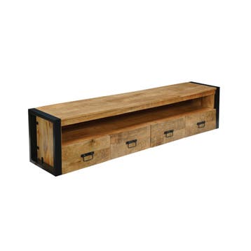 Tv-meubel Mangohout Zwevend Britt 180 cm, Verzenden, Nieuw, Overige houtsoorten, Industriële meubels