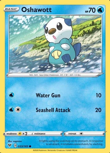 Oshawott 033/185 Vivid Voltage, Hobby en Vrije tijd, Verzamelkaartspellen | Pokémon, Ophalen of Verzenden, Nieuw, Losse kaart