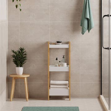 Badkamerrek Anun 75x28x20 cm naturel en wit [en.casa], Verzenden, Nieuw