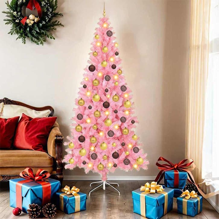 vidaXL Kerstboom Roze 180 cm PVC, Diversen, Kerst, Nieuw, Verzenden