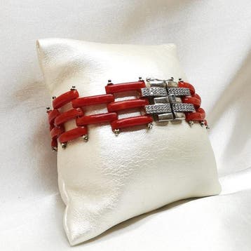 Bloedkoraal - Zilver - Armband - handgemaakt