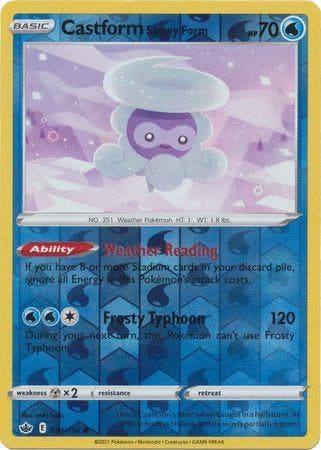 Castform Snowy Form 034/198 reverse holo Chilling Reign, Ophalen of Verzenden, Nieuw, Losse kaart, Foil