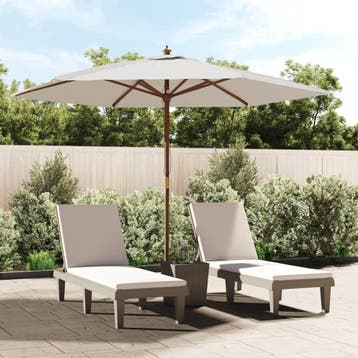 vidaXL Parasol met houten paal 299x240 cm zandkleurig, Tuin en Terras, Parasols, Verzenden, Nieuw, 2 tot 3 meter