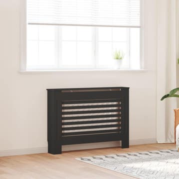 vidaXL Radiatorombouw 112x19x81,5 cm MDF zwart, Doe-het-zelf en Verbouw, Verwarming en Radiatoren, Verzenden, Nieuw