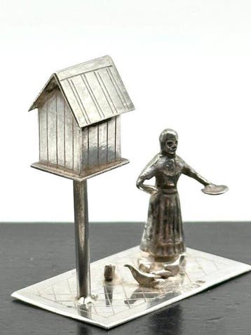 No reserve-Handgemaakte 107 jaar oude zilveren miniatuur