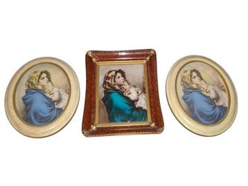 Lotto van drie schilderijtjes van de Madonnina (3) - Hout,, Antiek en Kunst