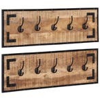 vidaXL Kapstokken 2 st 80x8x25 cm massief ruw mangohout, Verzenden, Nieuw