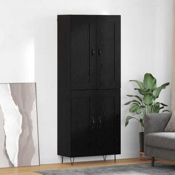 vidaXL buffetkast Zwart Eiken 69,5 x 34 x 180 cm Bewerkt, Huis en Inrichting, Kasten | Buffetkasten, Minder dan 50 cm, Verzenden