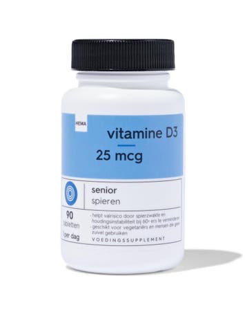 HEMA Vitamine D3 25mcg 90 stuks 1+1 gratis, Verzenden, Nieuw